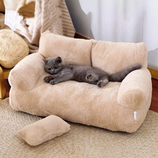 Premium Beige Memory Foam Cat Sofa Bed | Cozy & Stylish Relaxation